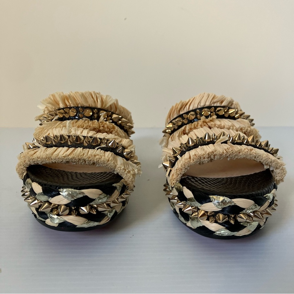 Christian Louboutin Black & Beige Voltinoudou 60 Wedge Sandals size 37 - Picture 4 of 12